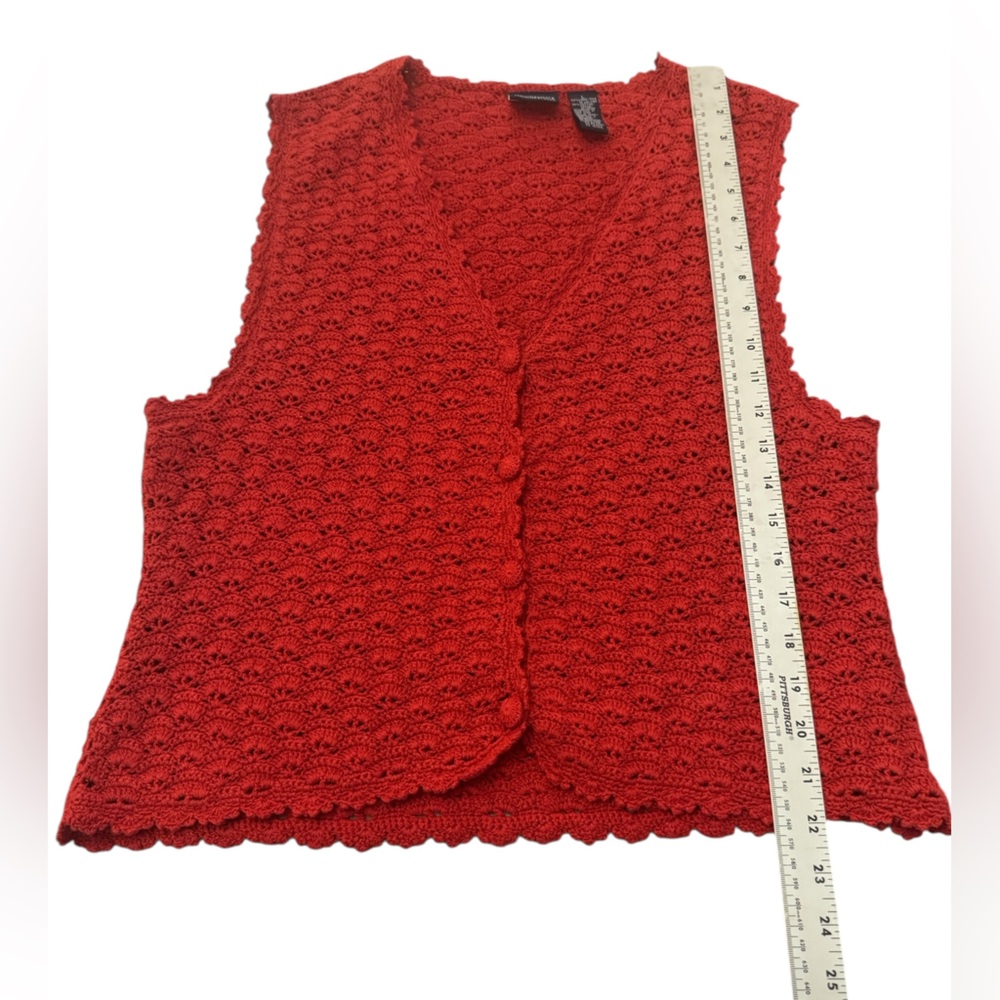 Lizsport Vintage Hand Crocheted Linen Cotton Vest Large - Picture 12 of 13